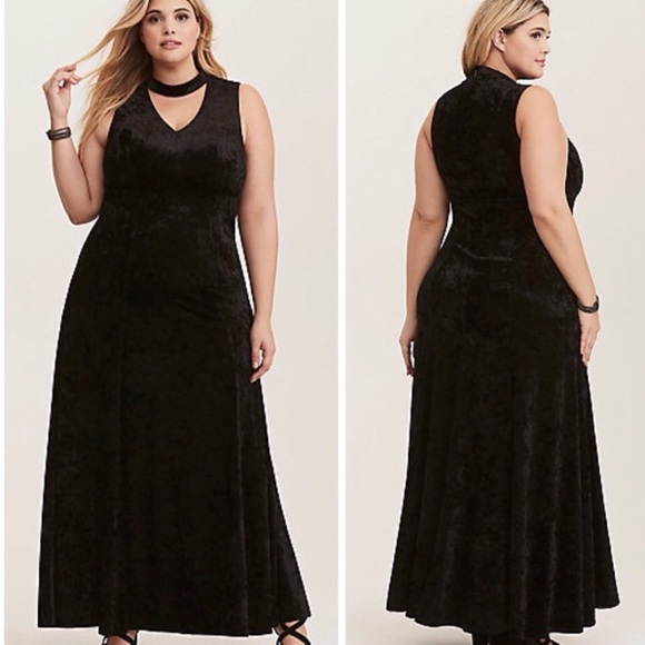 torrid Dresses & Skirts - Torrid 18 Black Crushed Velvet Maxi Dress Gown